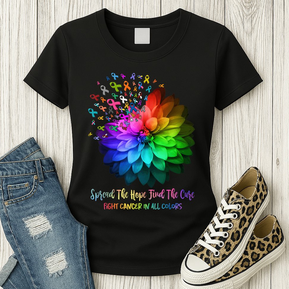 Fight Cancer In All Color Spread The Hope Find a Cure Womens T-Shirt