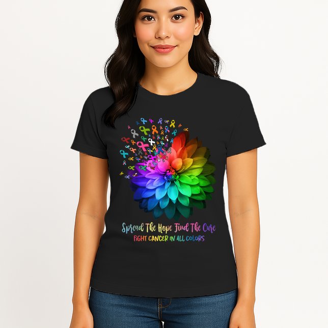 Fight Cancer In All Color Spread The Hope Find a Cure Womens T-Shirt