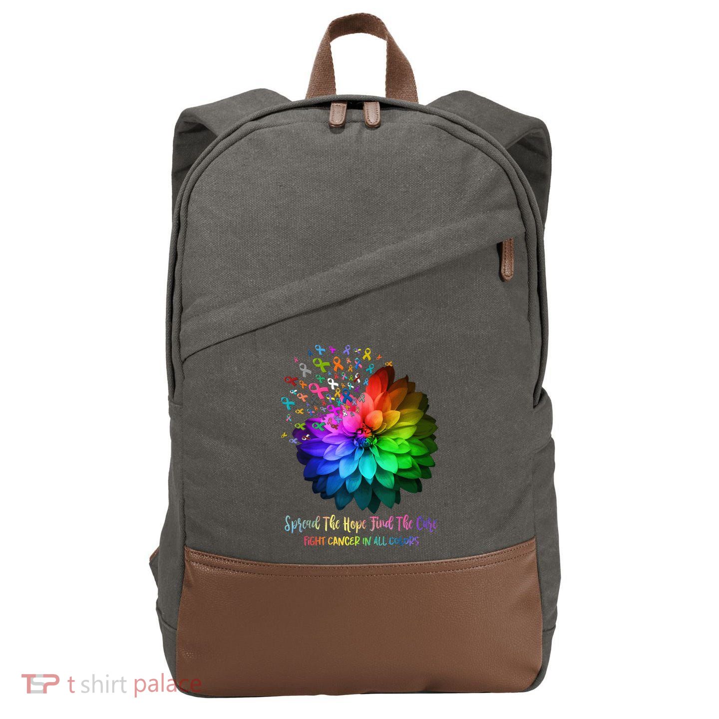 Fight Cancer In All Color Spread The Hope Find a Cure Cotton Canvas Backpack