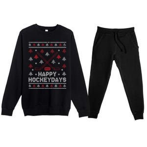 Funny Christmas Ice Hockey Player Fan Xmas Happy Hockeydays Gift Premium Crewneck Sweatsuit Set