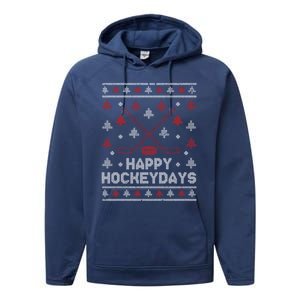 Funny Christmas Ice Hockey Player Fan Xmas Happy Hockeydays Gift Performance Fleece Hoodie