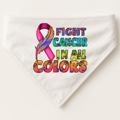 Fight Cancer In All Color Cancer Awareness For Cancer Supporter USA-Made Doggie Bandana