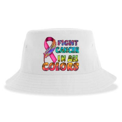 Fight Cancer In All Color Cancer Awareness For Cancer Supporter Sustainable Bucket Hat