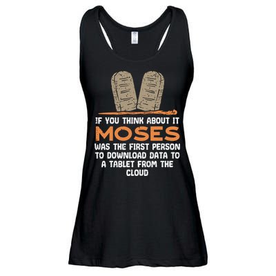 Funny Christian If You Think About It Moses Religious Ladies Essential Flowy Tank