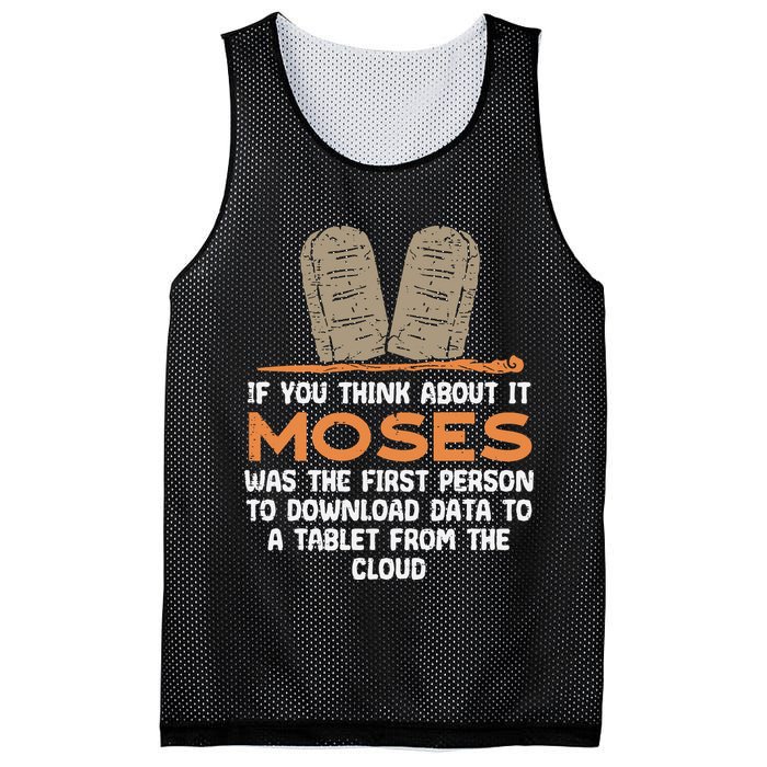 Funny Christian If You Think About It Moses Religious Mesh Reversible Basketball Jersey Tank