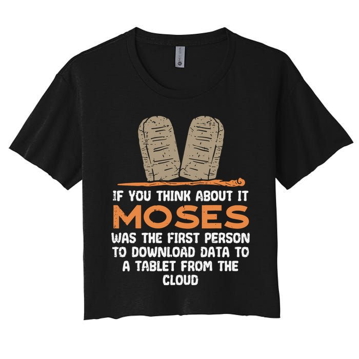 Funny Christian If You Think About It Moses Religious Crop Top