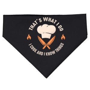 Funny Chef I Cook And I Know Things Cooking Gift USA-Made Doggie Bandana