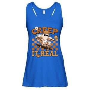 Funny Creep It Real Cute Ghost Skateboard Halloween Costume Gift Ladies Essential Flowy Tank