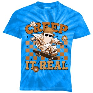 Funny Creep It Real Cute Ghost Skateboard Halloween Costume Gift Kids Tie-Dye T-Shirt