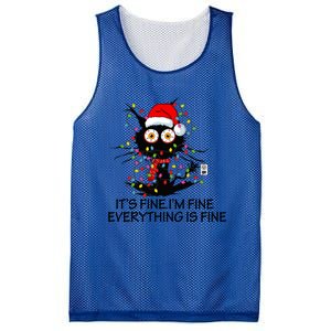 Funny Cat Its Fine IM Fine Everything Is Fine Christmas Cat Gift Mesh Reversible Basketball Jersey Tank