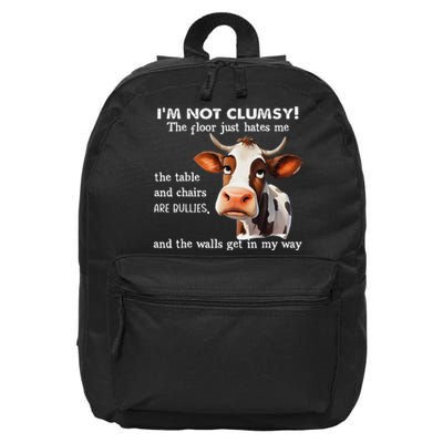 Funny Cow IM Not Clumsy The Floor Just Hates Me The Table Gift 16 in Basic Backpack