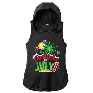 Funny Christmas in July Summer Beach Vacation Xmas Ladies PosiCharge Tri-Blend Wicking Draft Hoodie Tank