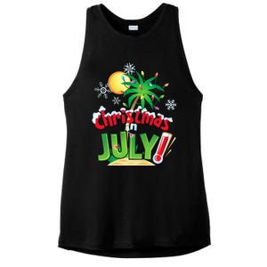 Funny Christmas in July Summer Beach Vacation Xmas Ladies PosiCharge Tri-Blend Wicking Tank