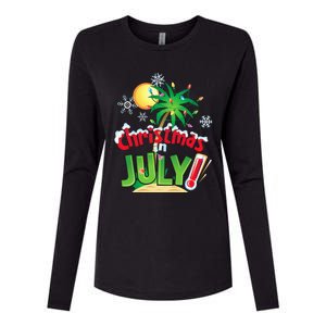 Funny Christmas in July Summer Beach Vacation Xmas Womens Cotton Relaxed Long Sleeve T-Shirt