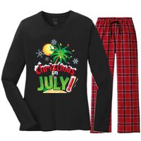 Funny Christmas in July Summer Beach Vacation Xmas Women's Long Sleeve Flannel Pajama Set 