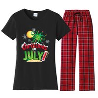 Funny Christmas in July Summer Beach Vacation Xmas Women's Flannel Pajama Set