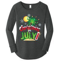 Funny Christmas in July Summer Beach Vacation Xmas Women's Perfect Tri Tunic Long Sleeve Shirt