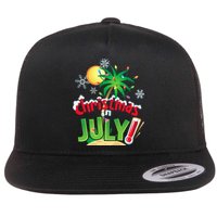 Funny Christmas in July Summer Beach Vacation Xmas Flat Bill Trucker Hat