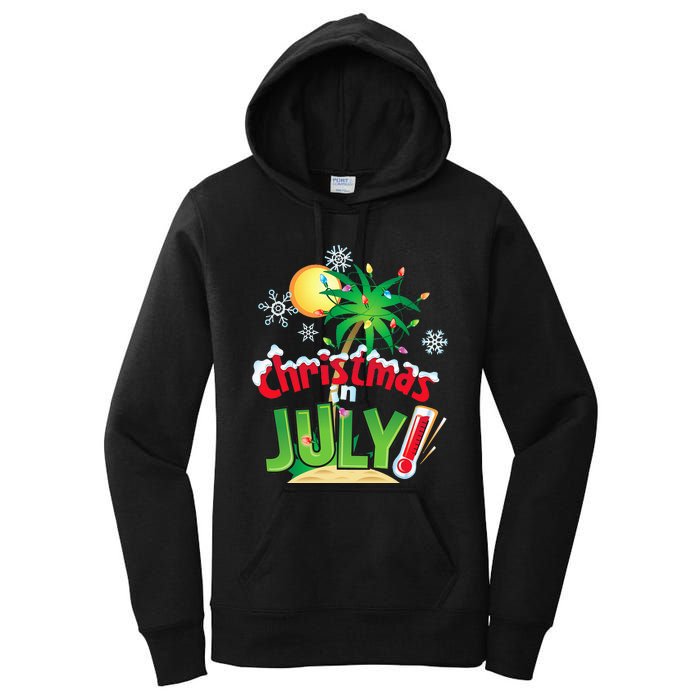 Funny Christmas in July Summer Beach Vacation Xmas Women's Pullover Hoodie