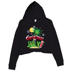 Funny Christmas in July Summer Beach Vacation Xmas Crop Fleece Hoodie