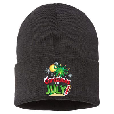 Funny Christmas in July Summer Beach Vacation Xmas Sustainable Knit Beanie