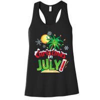 Funny Christmas in July Summer Beach Vacation Xmas Women's Racerback Tank