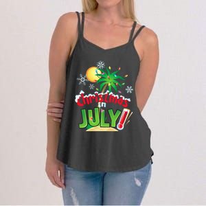 Funny Christmas in July Summer Beach Vacation Xmas Women's Strappy Tank