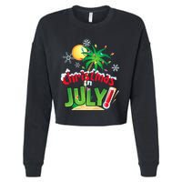 Funny Christmas in July Summer Beach Vacation Xmas Cropped Pullover Crew