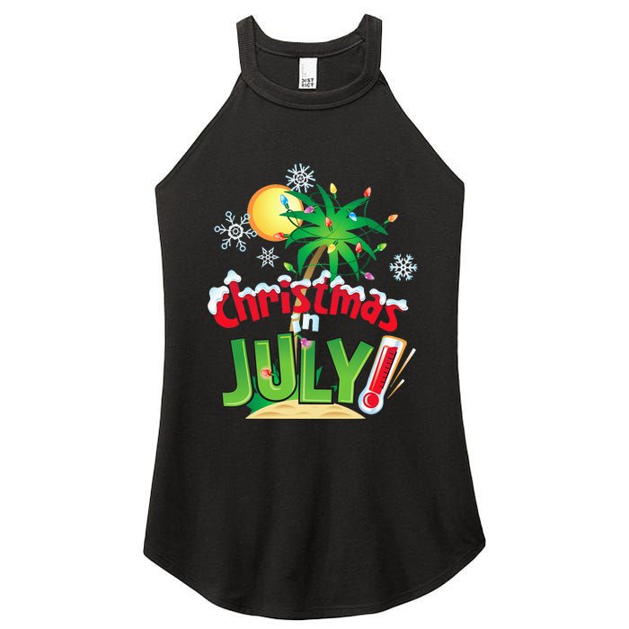 Funny Christmas in July Summer Beach Vacation Xmas Women's Perfect Tri Rocker Tank