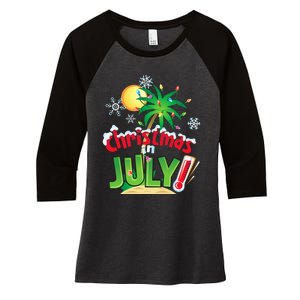 Funny Christmas in July Summer Beach Vacation Xmas Women's Tri-Blend 3/4-Sleeve Raglan Shirt