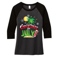 Funny Christmas in July Summer Beach Vacation Xmas Women's Tri-Blend 3/4-Sleeve Raglan Shirt