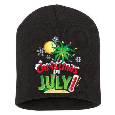 Funny Christmas in July Summer Beach Vacation Xmas Short Acrylic Beanie