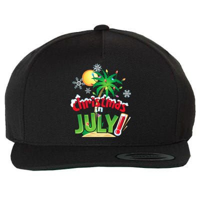 Funny Christmas in July Summer Beach Vacation Xmas Wool Snapback Cap