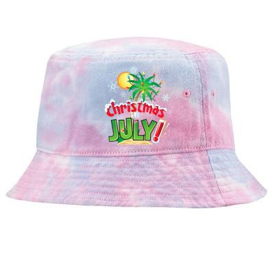 Funny Christmas in July Summer Beach Vacation Xmas Tie-Dyed Bucket Hat