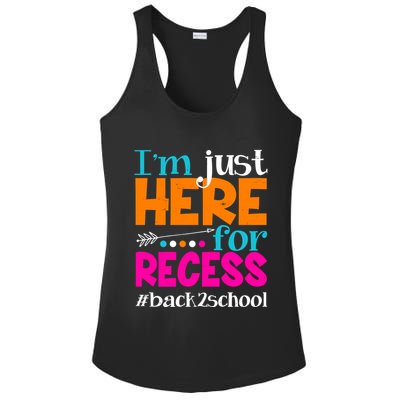 Funny Cute I'm Just Here For Recess #Back 2 School Ladies PosiCharge Competitor Racerback Tank