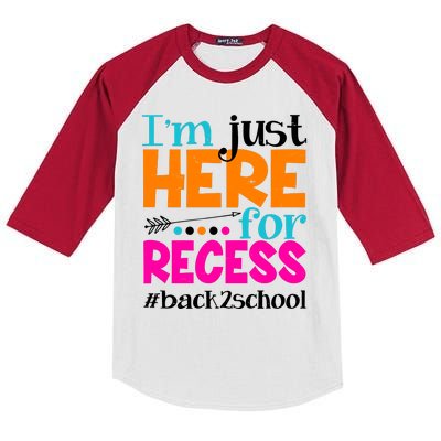 Funny Cute I'm Just Here For Recess #Back 2 School Kids Colorblock Raglan Jersey