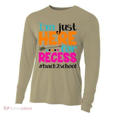 Funny Cute I'm Just Here For Recess #Back 2 School Cooling Performance Long Sleeve Crew