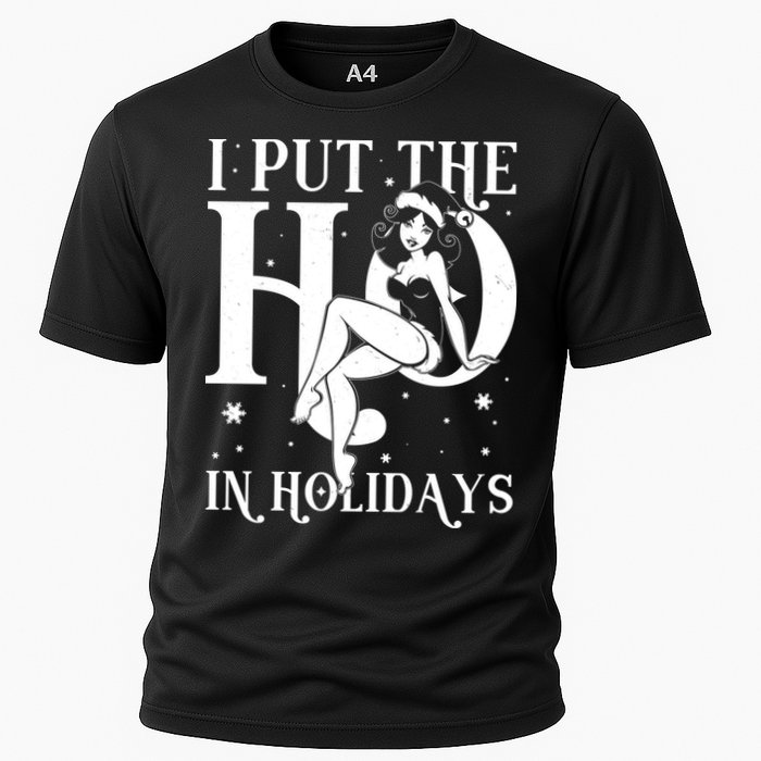 Funny Christmas I Put The Ho In Holidays Pin Up Girl Performance Shirt