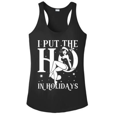 Funny Christmas I Put The Ho In Holidays Pin Up Girl Ladies PosiCharge Competitor Racerback Tank