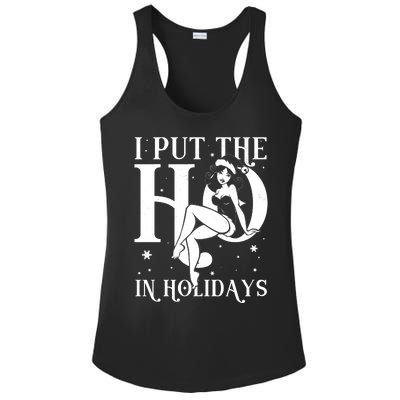 Funny Christmas I Put The Ho In Holidays Pin Up Girl Ladies PosiCharge Competitor Racerback Tank