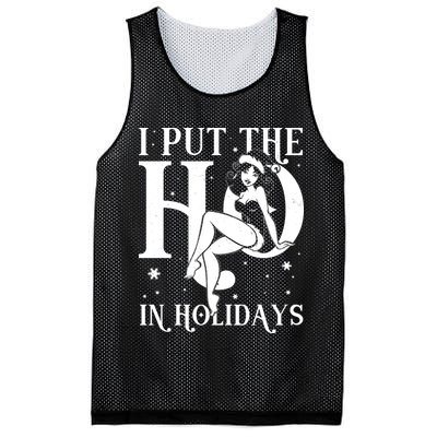Funny Christmas I Put The Ho In Holidays Pin Up Girl Mesh Reversible Basketball Jersey Tank