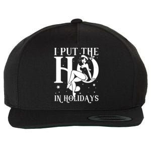 Funny Christmas I Put The Ho In Holidays Pin Up Girl Wool Snapback Cap