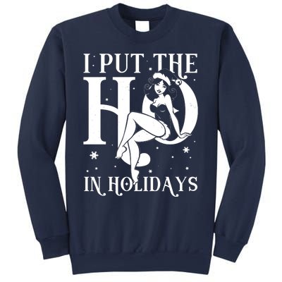 Funny Christmas I Put The Ho In Holidays Pin Up Girl Sweatshirt