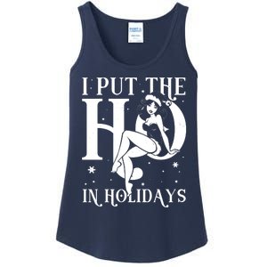 Funny Christmas I Put The Ho In Holidays Pin Up Girl Ladies Essential Tank