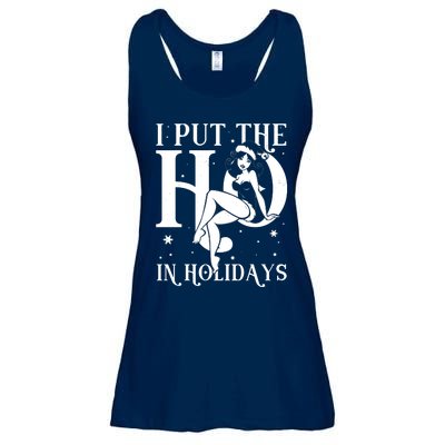 Funny Christmas I Put The Ho In Holidays Pin Up Girl Ladies Essential Flowy Tank