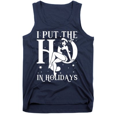 Funny Christmas I Put The Ho In Holidays Pin Up Girl Tank Top