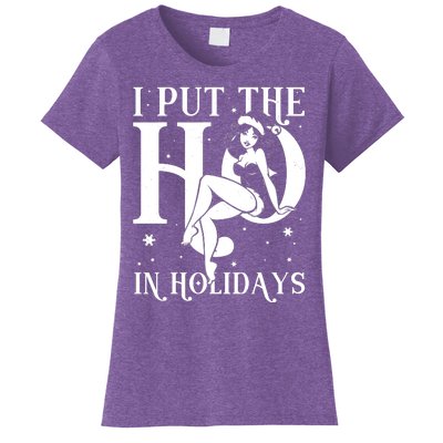 Funny Christmas I Put The Ho In Holidays Pin Up Girl Women's T-Shirt