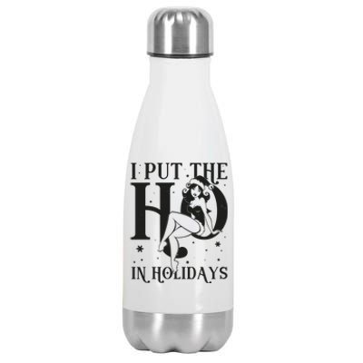 Funny Christmas I Put The Ho In Holidays Pin Up Girl Stainless Steel Insulated Water Bottle