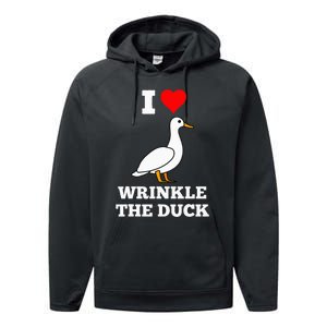 Funny Cute I Love Heart Wrinkle The Duck Performance Fleece Hoodie