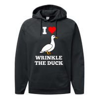 Funny Cute I Love Heart Wrinkle The Duck Performance Fleece Hoodie